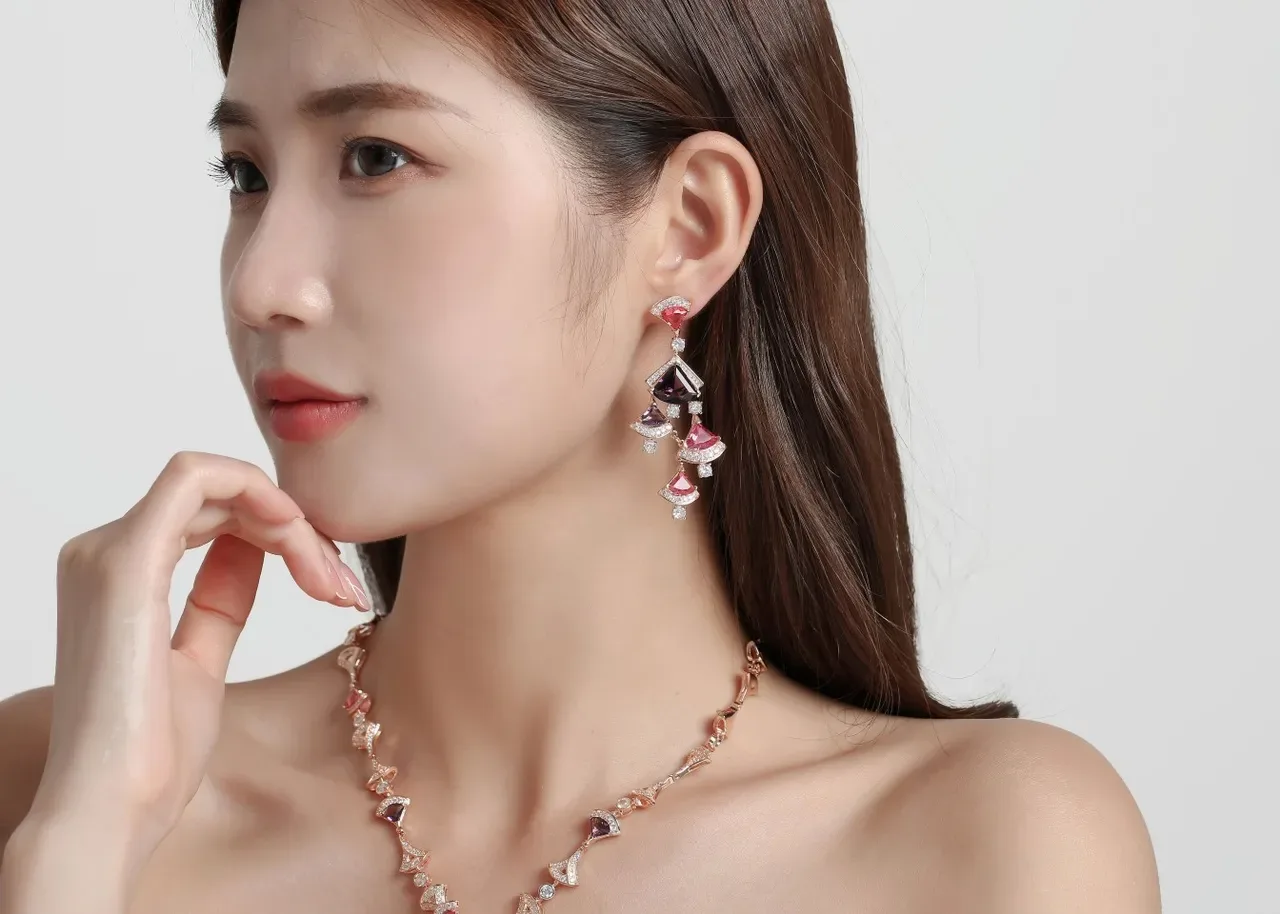 Multicolor Faceted Gemstone Chandelier Earrings 4