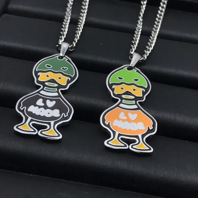 Multicolor Silver Enamel Cartoon Duck Pendants Curb Chains Necklace 5