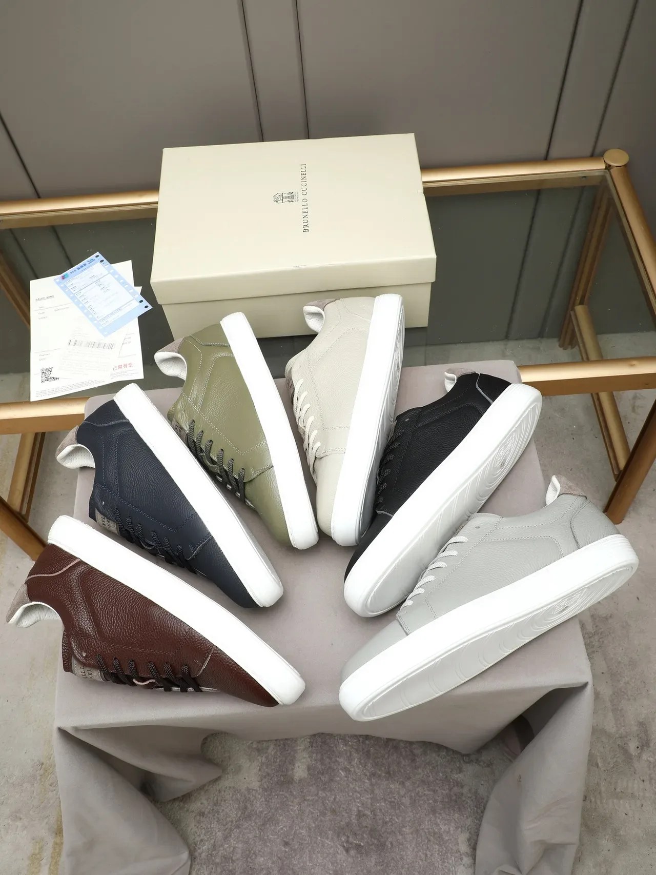 Zapatillas Navy Beige Cuero Pebbled Cupsole Blanca 2