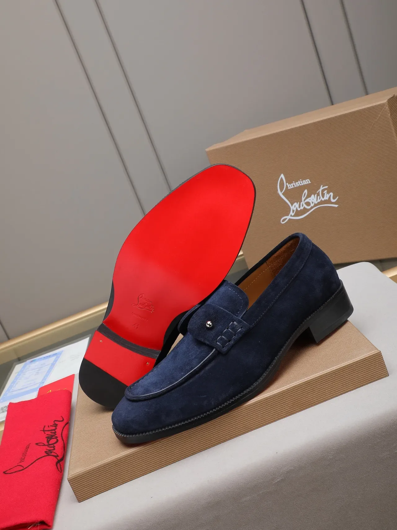 Navy Black Suede Moc-Toe Loafer 4