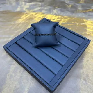 Navy Blue Velvet-Like Fabric Segmented Tray Design Jewelry