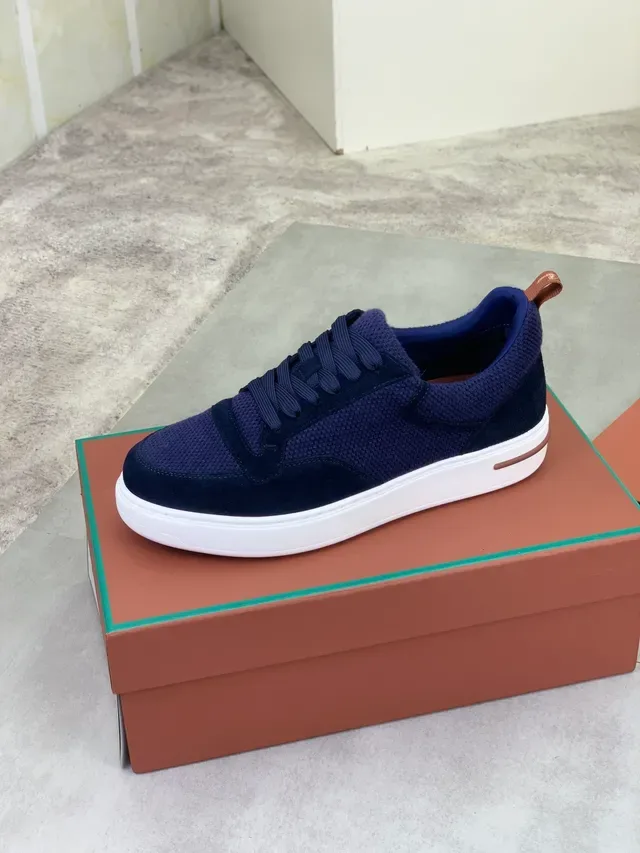 Navy Mesh and Suede Platform Lifestyle Sneaker 4
