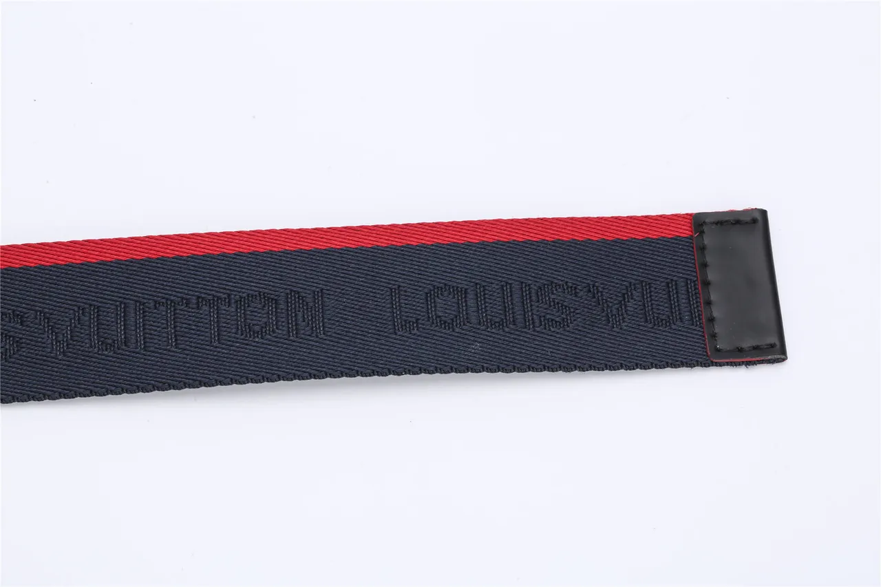 Navy Red Woven Nylon Strap Piping Canvas Belt 8