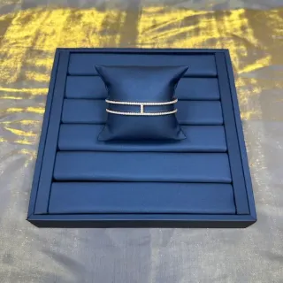 Navy Silver Double-Band Pavé-Set Bracelet