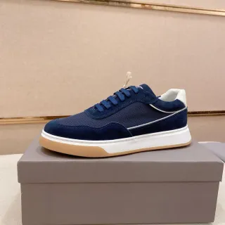 Navy Suede and Mesh Low-Top Lifestyle Sneaker