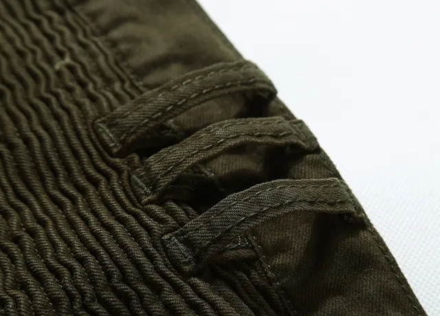 Pantalones oliva desgastados con rodilla acanalada reforzada 5