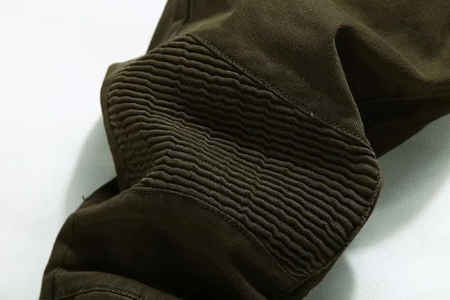Pantalones oliva desgastados con rodilla acanalada reforzada 16
