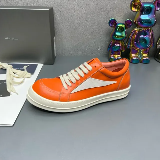 Orange White Leather Upper Side Lightning Bolt Panel Sneakers 3