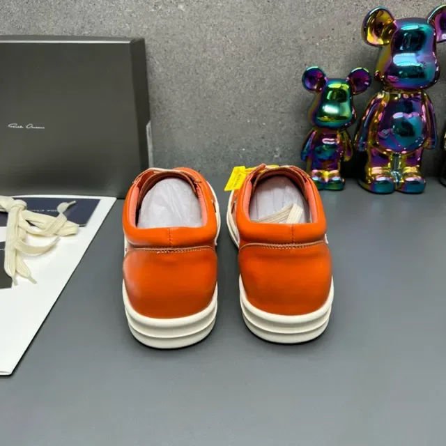 Orange White Leather Upper Side Lightning Bolt Panel Sneakers 7