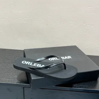 ORLEBAR BROWN Black Molded Rubber Logo Slippers