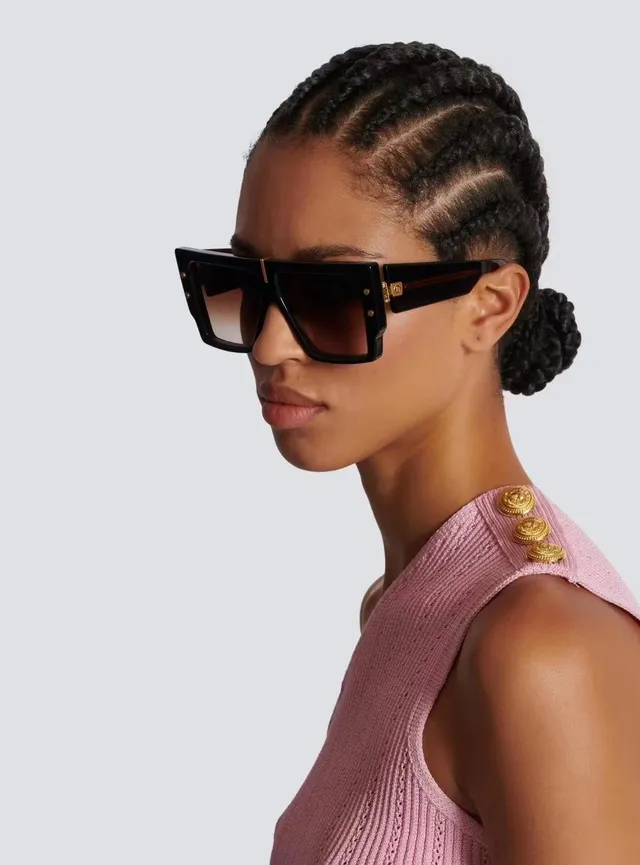 Oversized Marbled Blue Acetate Gradient Sunglasses 4