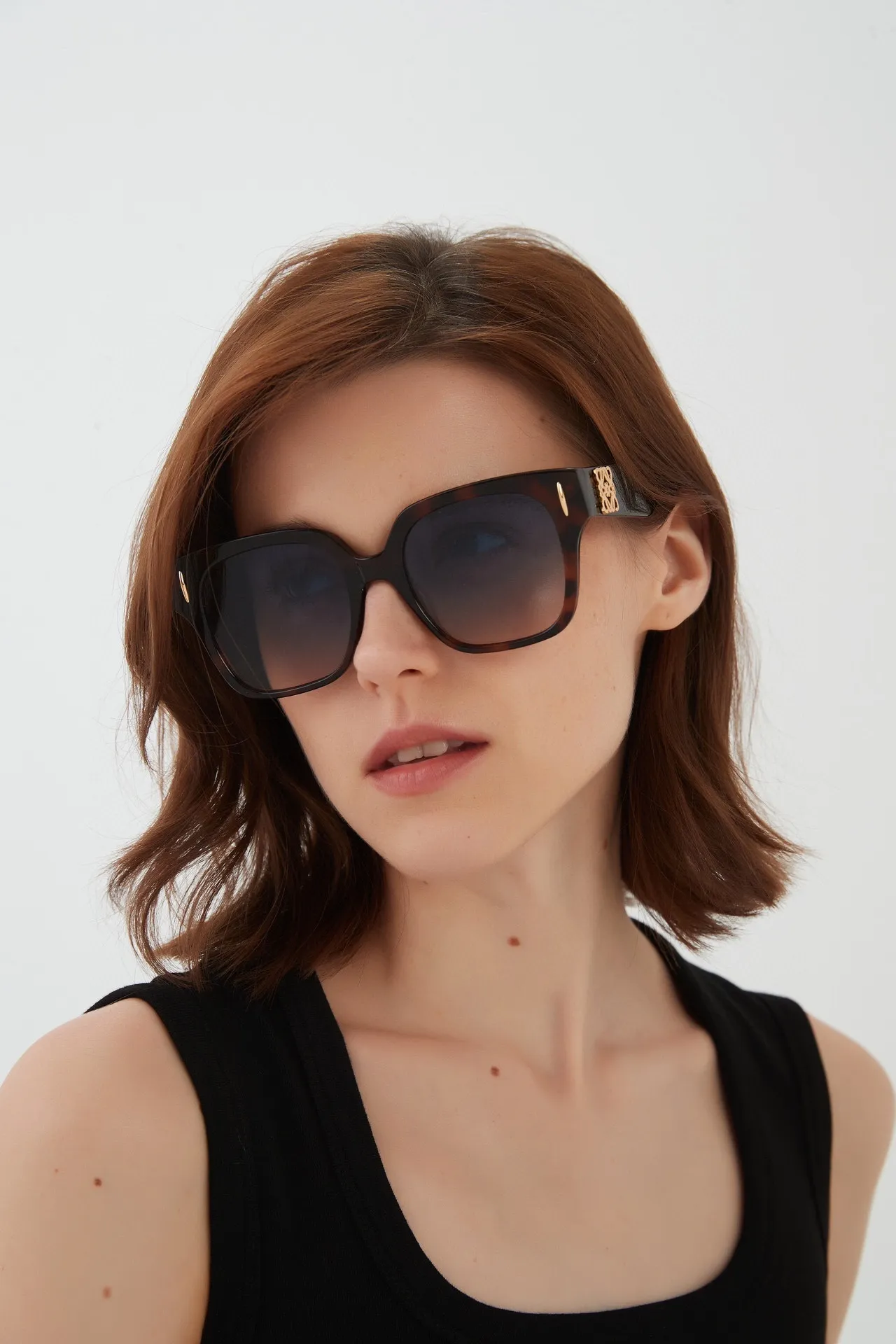 Lunettes de soleil oversized carrées en acétate marbled avec gradient 3