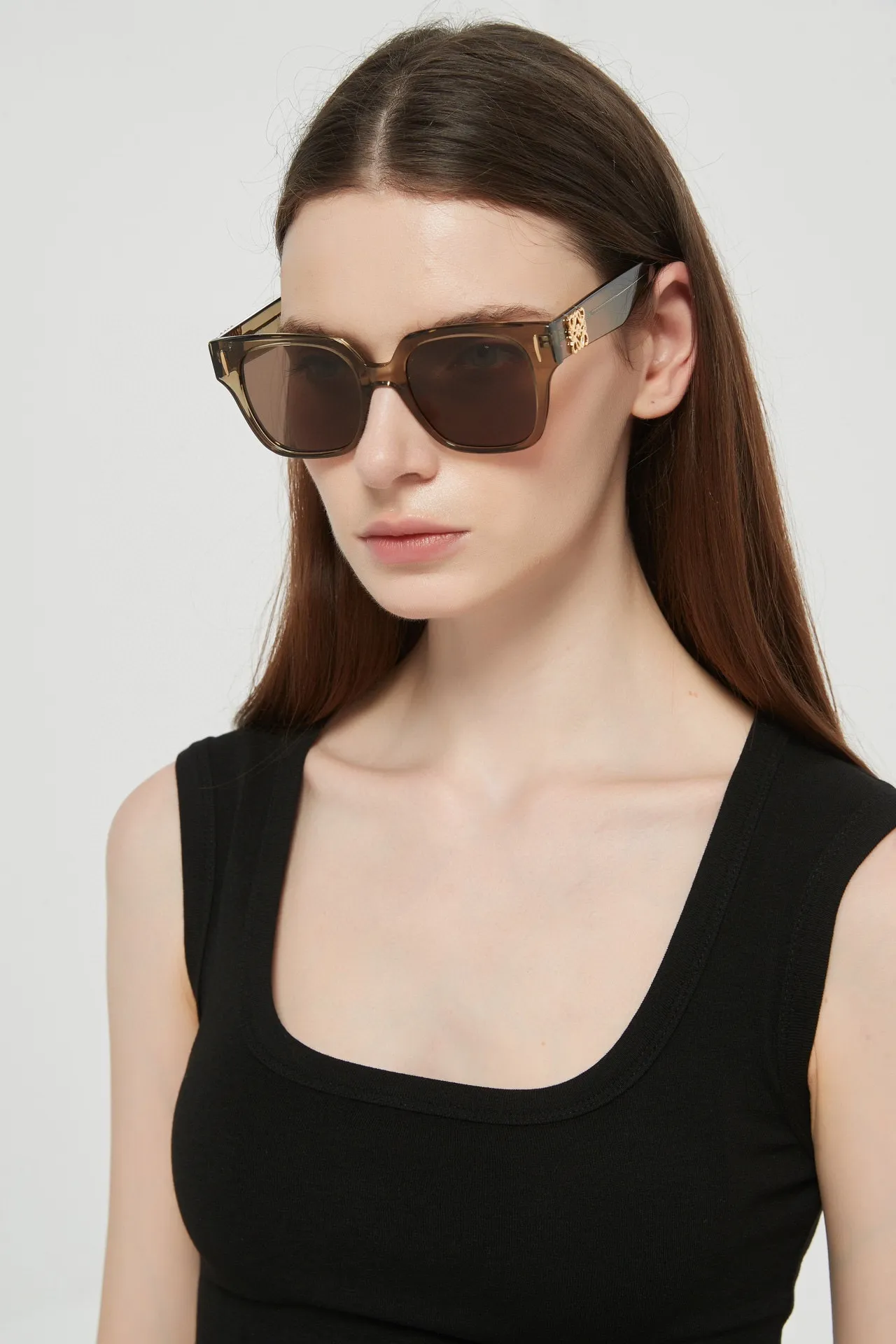 Lunettes de soleil oversized carrées en acétate marbled avec gradient 6
