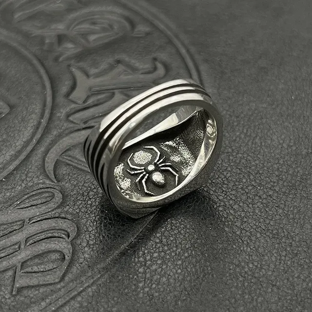 Oxidized Silver Winged Star Wide Band Ring 3