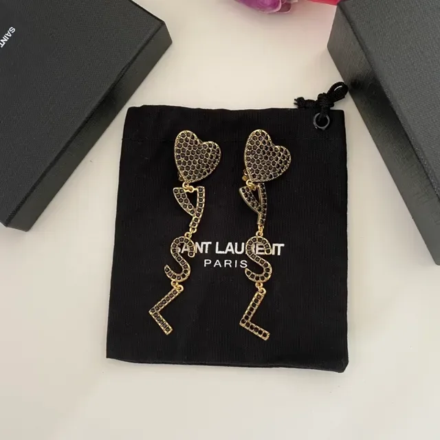 Pavé Heart and LSL Letter Dangling Earrings 8