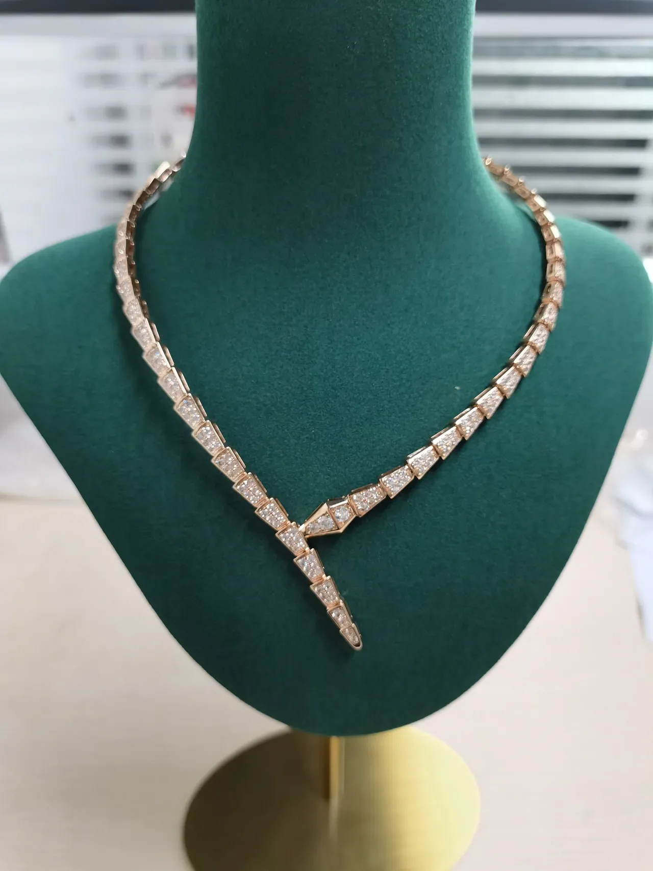 Pavé-Set Articulated Snake Necklace 4