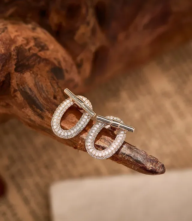 Pavé-Set Dual Hoop Toggle Earrings 8