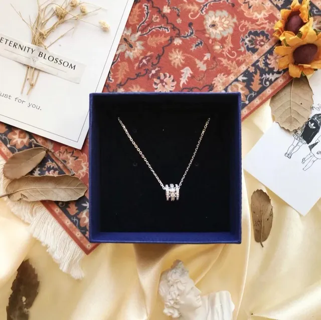 Pavé-Set Triple Bar Pendant Necklace 6