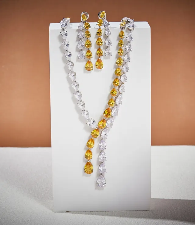 Pear-Shaped Stone Gradient Y-Drop Necklace 7