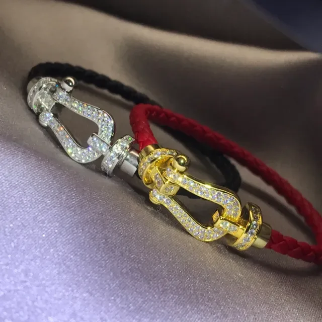Pink and Brown Braided Leather Pave-Crystal Buckle Bracelets 6