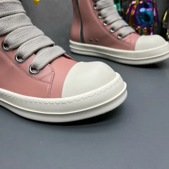 Pink and White High-Top Side-Zip Sneakers 6