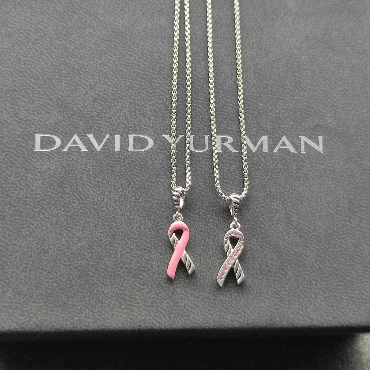 Pink Gemstone Ribbon Pendant Necklace 3