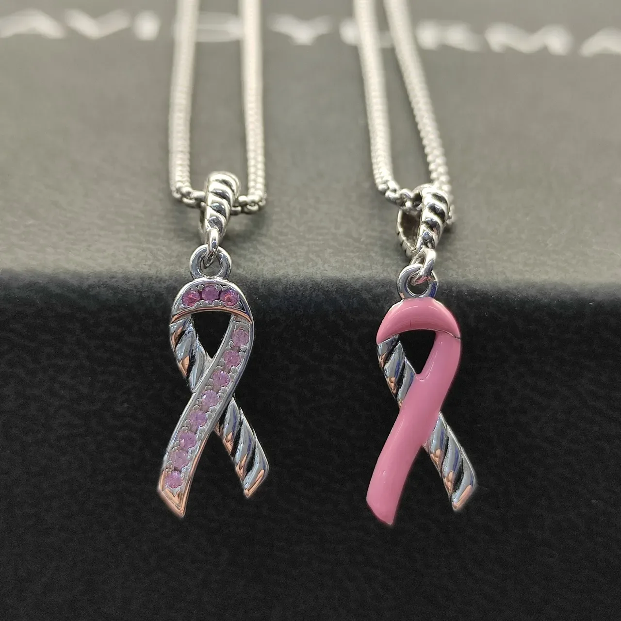 Pink Gemstone Ribbon Pendant Necklace 5