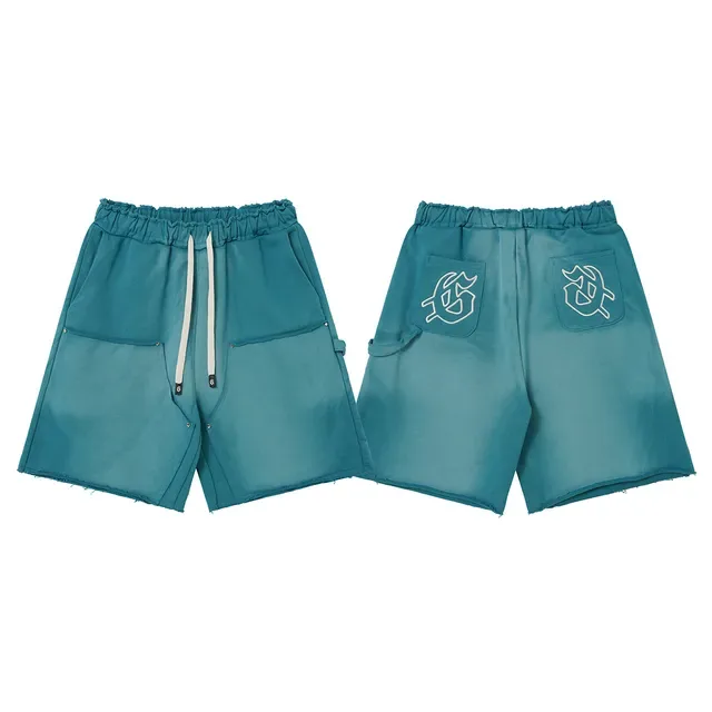 Shorts morado y azul con cintura elástica y bolsillos de parche 3