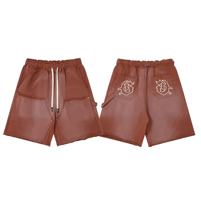 Shorts morado y azul con cintura elástica y bolsillos de parche 5