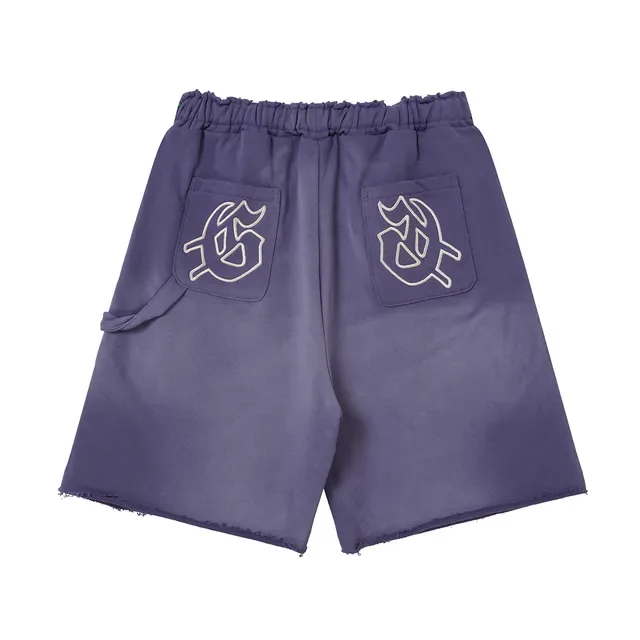 Shorts morado y azul con cintura elástica y bolsillos de parche 6