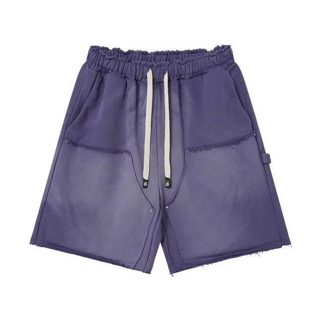 Shorts morado y azul con cintura elástica y bolsillos de parche 7