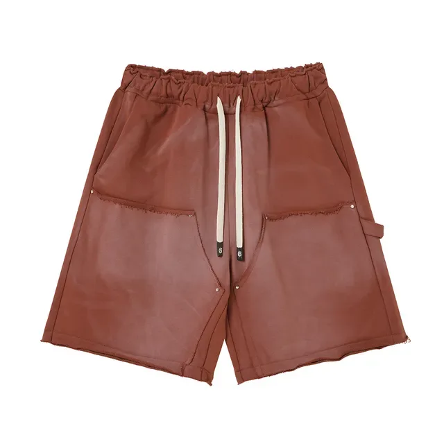 Shorts morado y azul con cintura elástica y bolsillos de parche 8