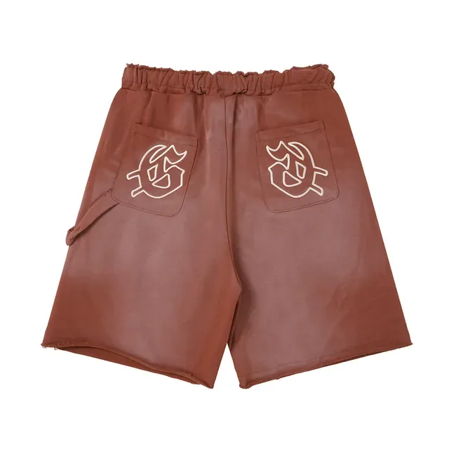 Shorts morado y azul con cintura elástica y bolsillos de parche 9