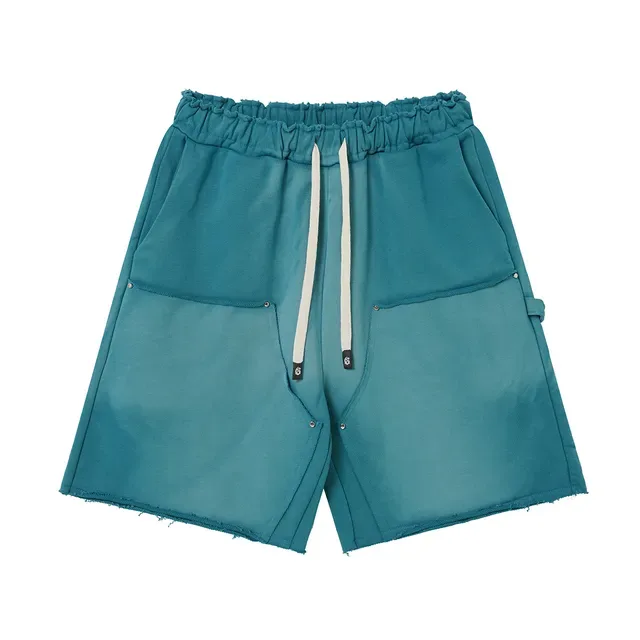 Shorts morado y azul con cintura elástica y bolsillos de parche 10