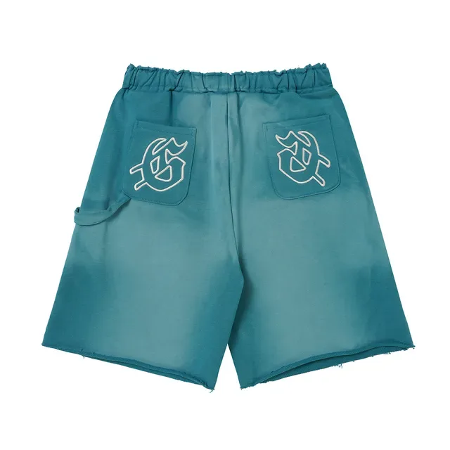 Shorts morado y azul con cintura elástica y bolsillos de parche 11