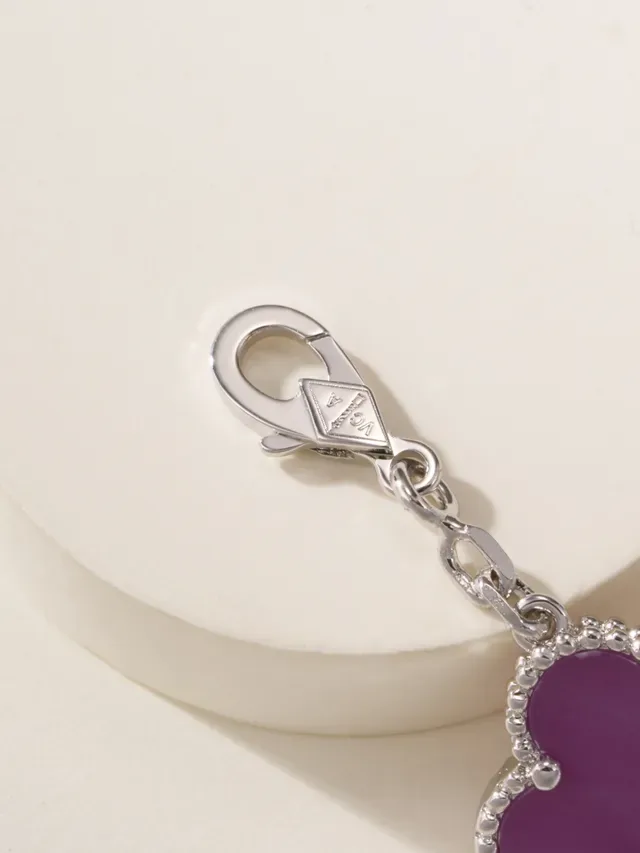 Bracelet Charm Trèfle Émaillé Violet 2