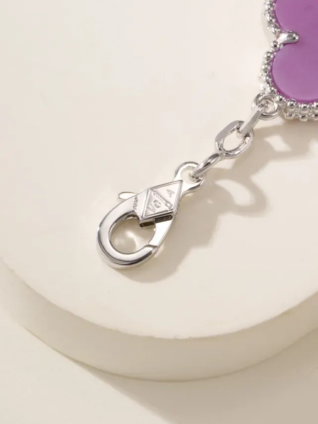 Bracelet Charm Trèfle Émaillé Violet 3