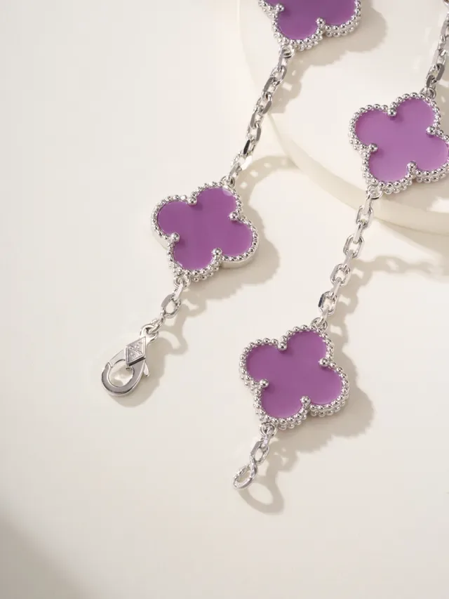 Bracelet Charm Trèfle Émaillé Violet 5