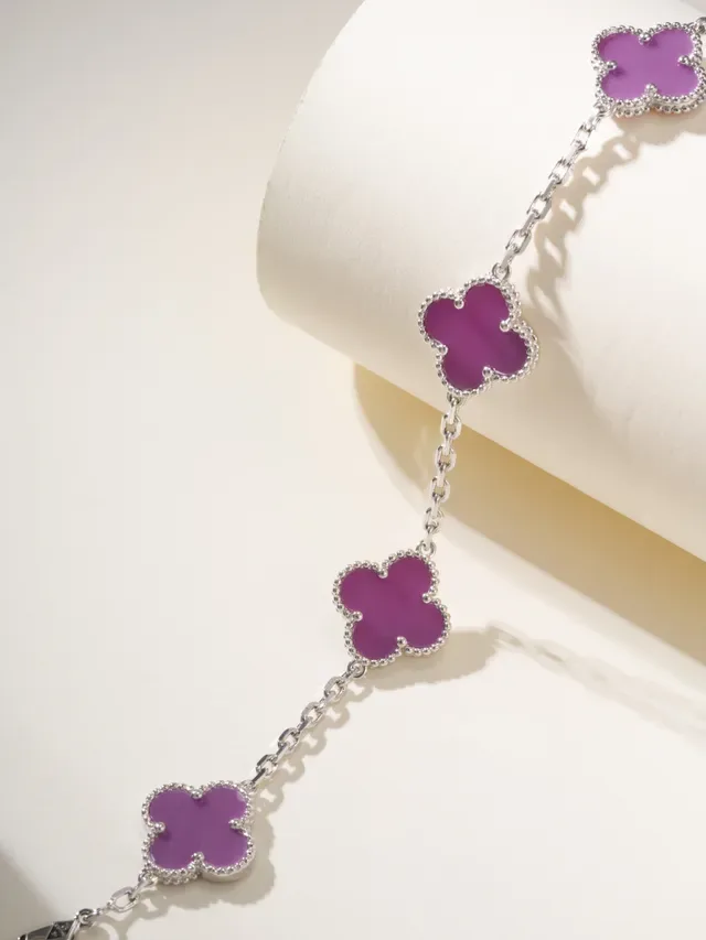Bracelet Charm Trèfle Émaillé Violet 6