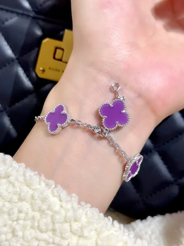 Bracelet Charm Trèfle Émaillé Violet 7