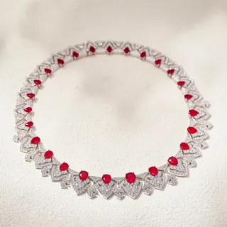 Collier Gemme Rouge et Blanc