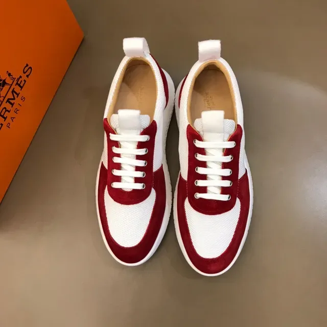 Red and White Suede Mesh Panel Low-Top Lifestyle Sneaker 9
