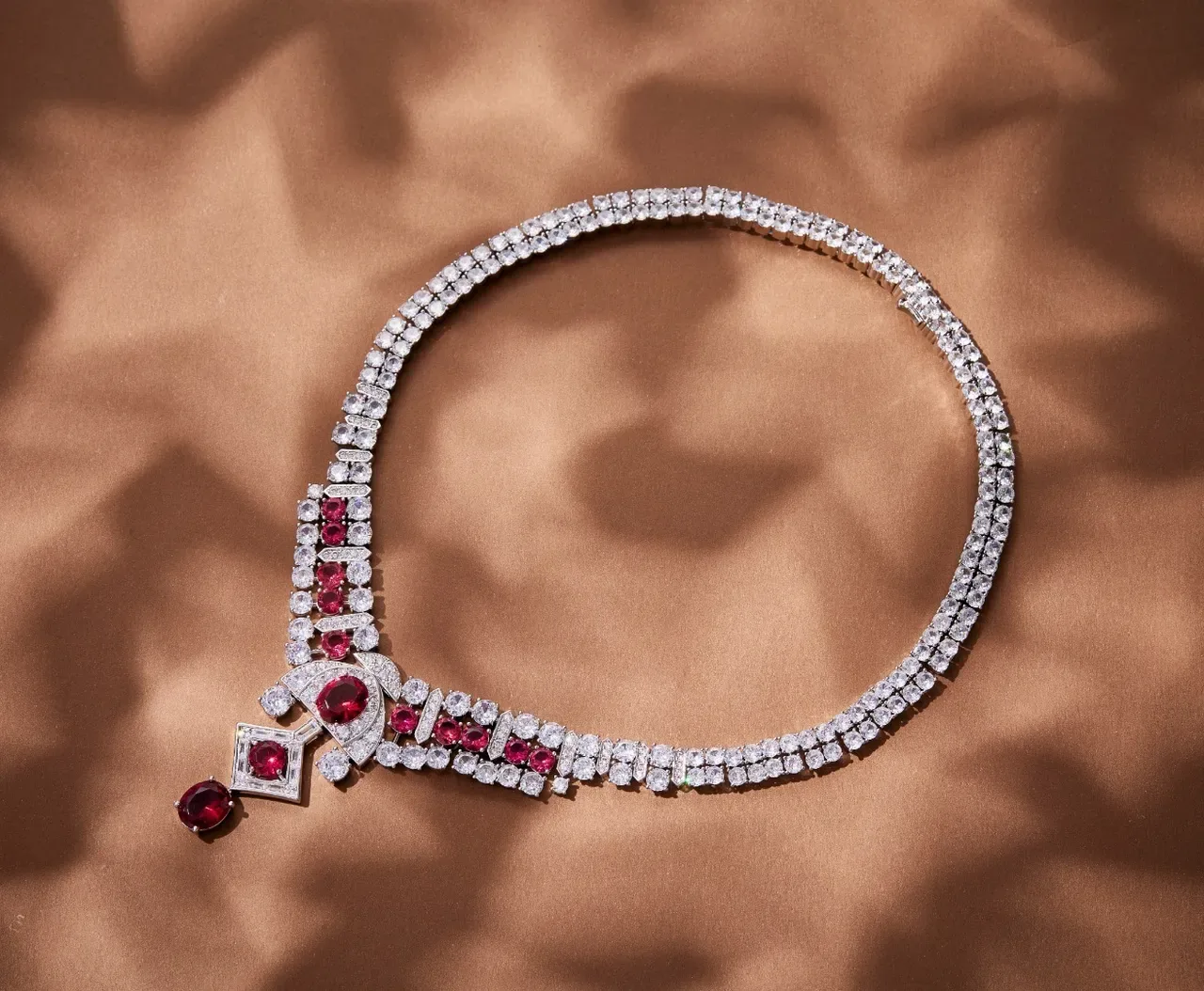 Red Silver High-Jewelry Multi-Stone Necklace 8
