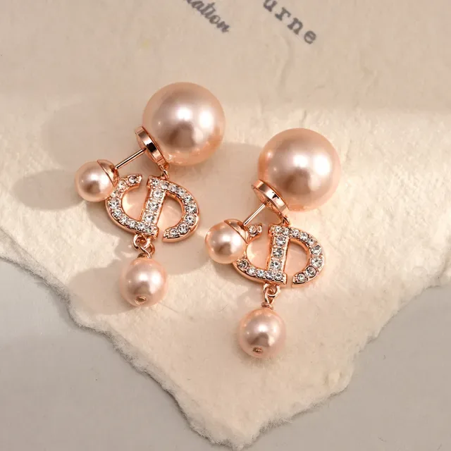 Rose-Gold Tone Crystal and Pearl Drop Earrings 2