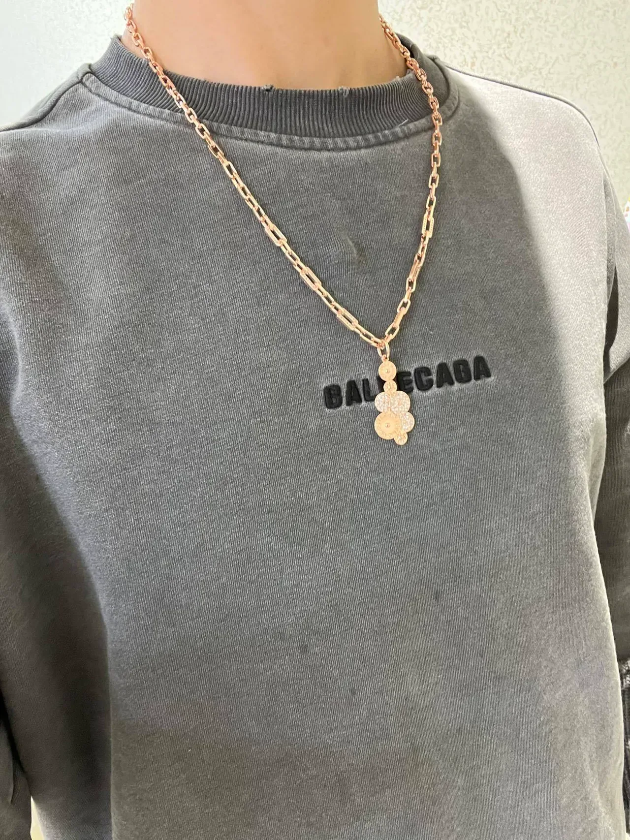 Collier avec Chaîne de Maillons en Or Rose Pavé 3