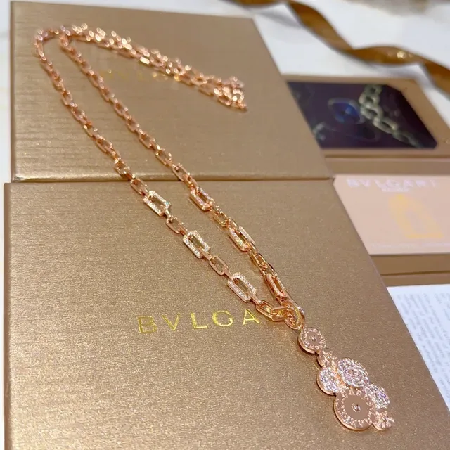 Collier avec Chaîne de Maillons en Or Rose Pavé 6