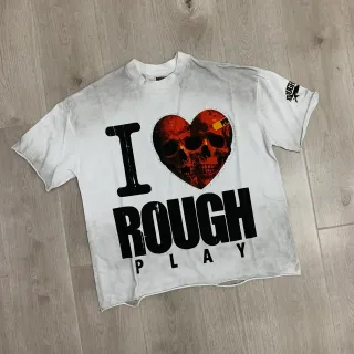 تيشيرت جرافيك ديسترسد Rough Play I Heart Rough Play
