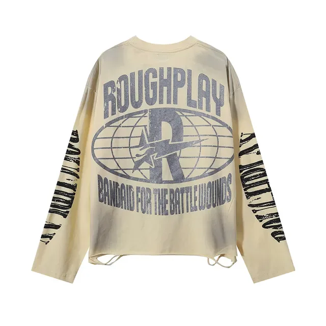 تيشيرت أوفرسايز بيج بطباعة جرافيك ممزق Rough RoughPlay 2