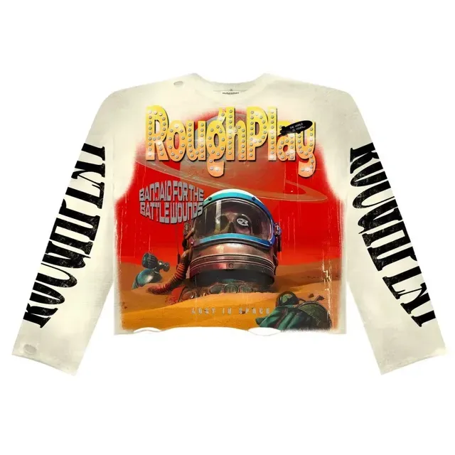 تيشيرت أوفرسايز بيج بطباعة جرافيك ممزق Rough RoughPlay 8