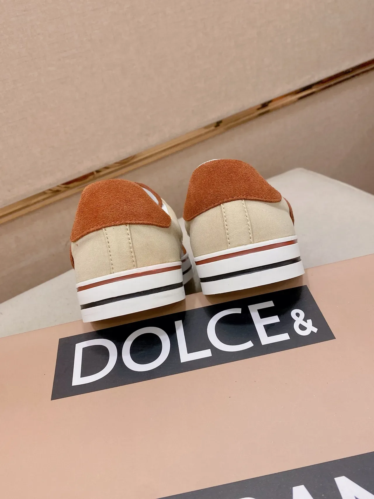 Rust and Cream Layered Suede Cow-Print Lifestyle Sneaker 3